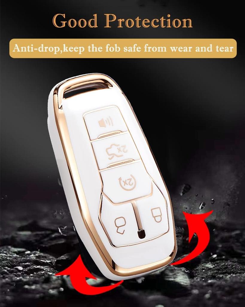 Для чехла на брелок Ford с цепочкой для ключей, мягкий чехол из ТПУ премиум-класса с полной защитой для ключа Ford Fusion Mustang, защитный чехол для дистанционного ключа Lincoln Smart