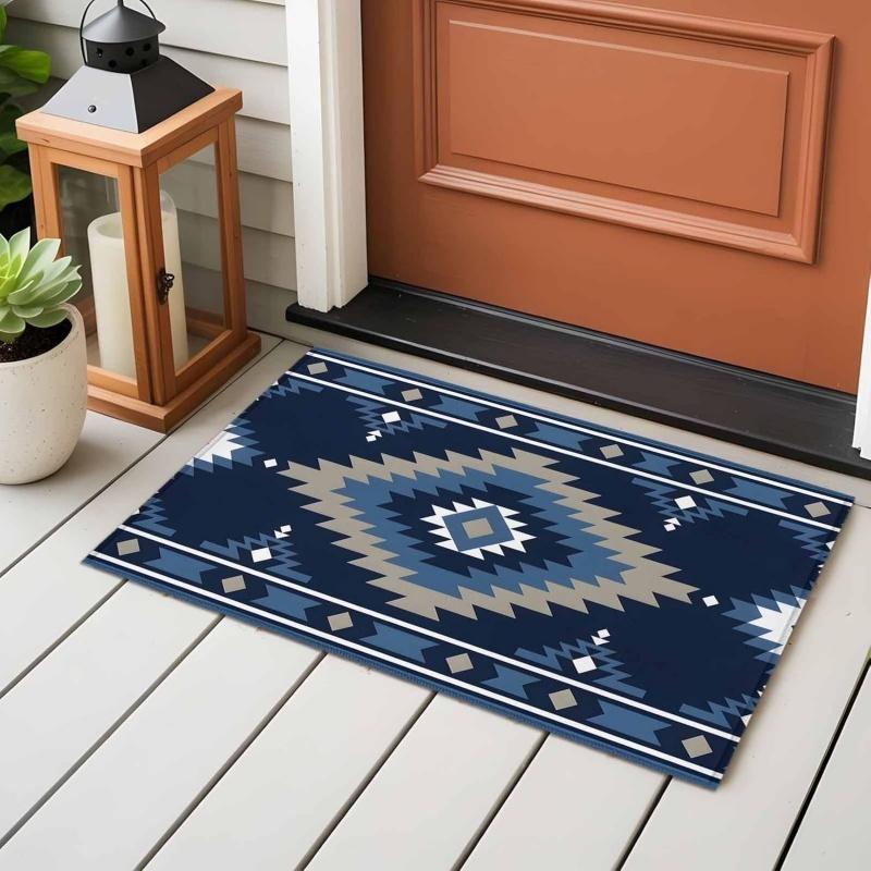 Boho "HELLO" Letter Print Doormat Non-Slip Absorbent Floor Mat Green Pink Entryway Welcome Rug