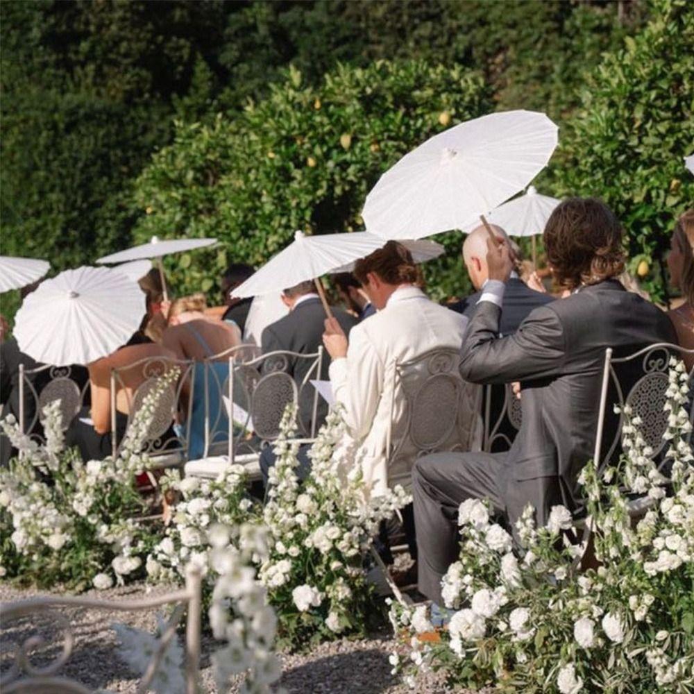 White Color Oil Paper Umbrella Vintage Style Decorative Umbrella  Festive Atmosphere