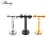 Alisouy 1PC Stainless Steel Cross Ball Threaded Ear Tragus Helix Labret Lip Rings Cartilage Stud Earrings Piercing Body Jewelry