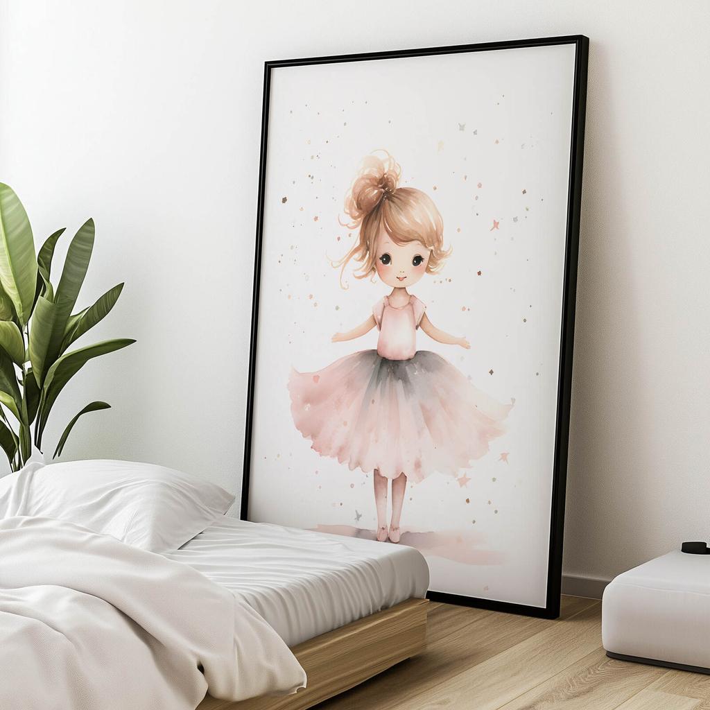 Różowa Balerina - Tańcząca Elegancja Różowa Balerina - Tańcząca Elegancja, 50X70 Cm, Bez Ramy, Papier Matowy 230 Gsm