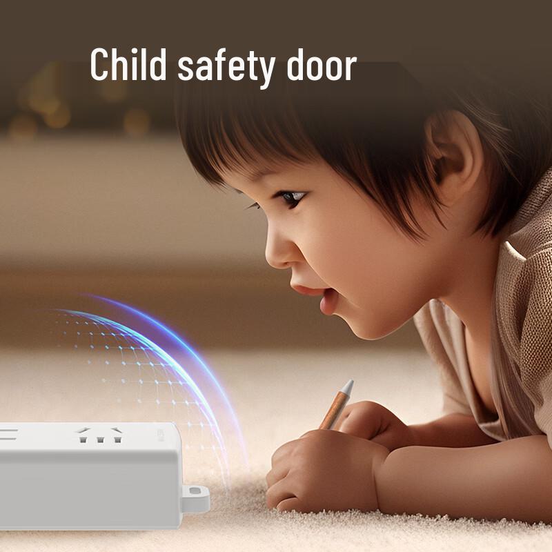 Deli Pearl White Series Safety Power Strip with Master Switch CN plug (adapter included)