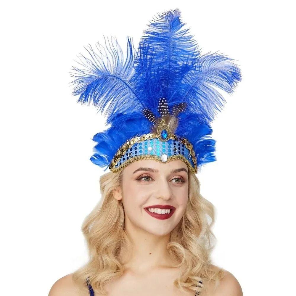 Elegant Colorful Feather Headpiece Vintage Masquerade Hair Band Photography