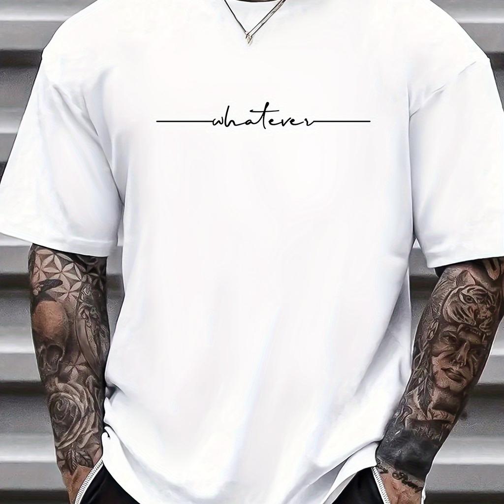 Summer Men's 100% Cotton Casual Loose Large Size Letter Pattern Printed Comfortable Sports Round Neck Short Sleeve T-shirt Top