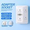 Multiple USB Ports Wall Mounted Power Socket US Plug Six Outlet Power Splitter for US Office Use