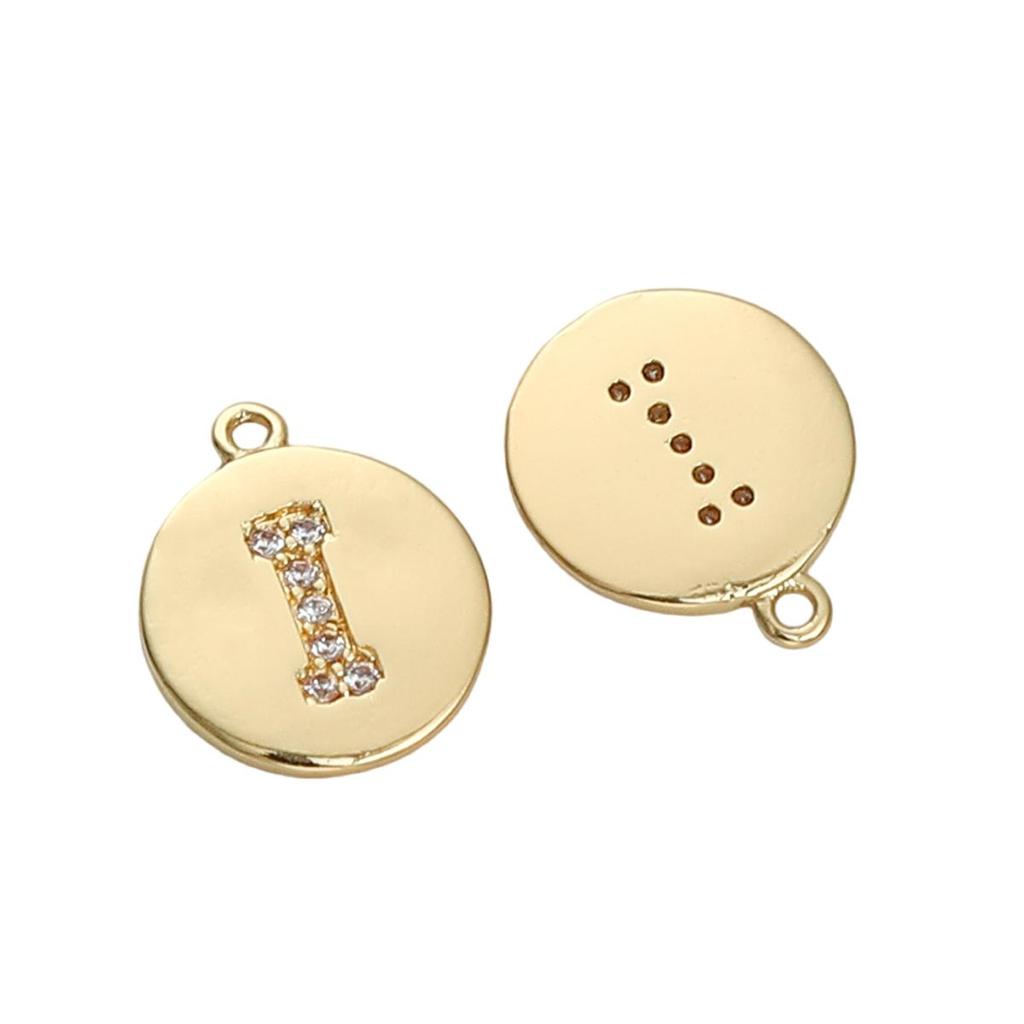 Copper Zirconium Inlaid Circular 26 Letter Pendant For DIY Jewelry Making Craft Accessories