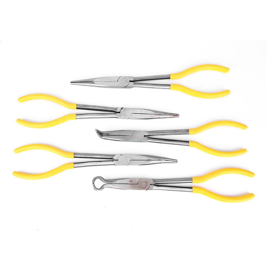 5Pcs Long Needle Nose Pliers Carbon Steel O Shape Clamp Hand Tool with NonSlip Handle