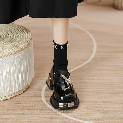 Женские мокасины Niche Authentic Leather Loafers Butterfly Leather Shoes Platform JK Shoes