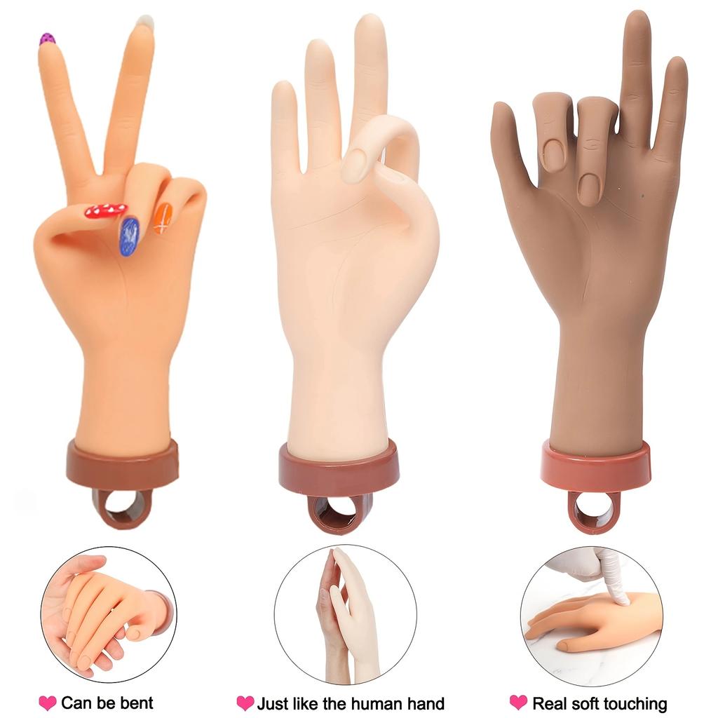1 шт. Искусственная рука для нейл-арта, гибкая, мягкая, регулируемая, пластиковый палец для практики, протезная модель, инструмент для обучения маникюру и демонстрации