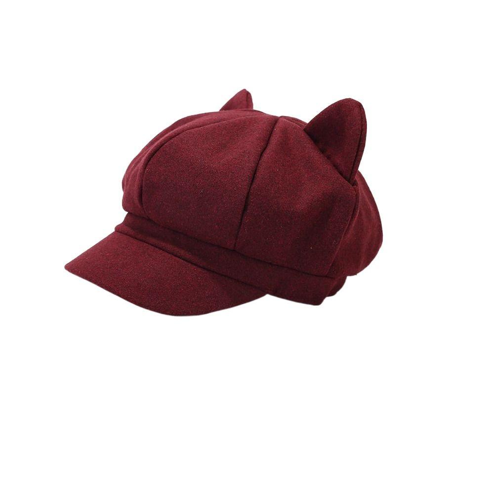 Warmer Beret Hat Short Eaves Duck Tongue Cap Autumn Winter Hat Octagonal Cap  Women Ladies Girl