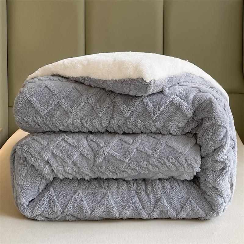 Thickened Warm Taffeta Winter Blanket for Bed Soft Artificial Lamb Wool Weighted Blanket for Sleeping King Size Double Comforter