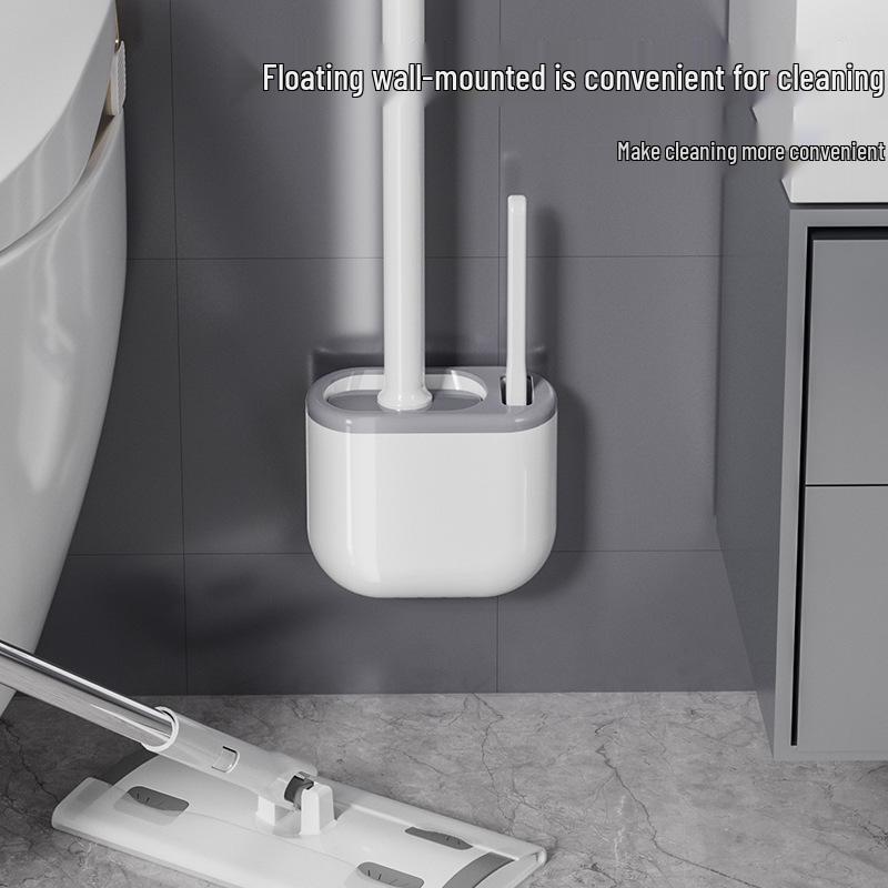 Роскошный силиконовый настенный набор туалетной щетки с подставкой, длинной ручкой, в стиле легкой роскоши