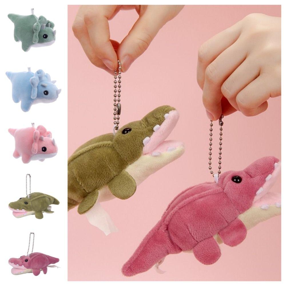 Cartoon Dinosaur Plush Keychain Soft Triceratops Keyring Funny Dinosaur Doll Pendant Girls