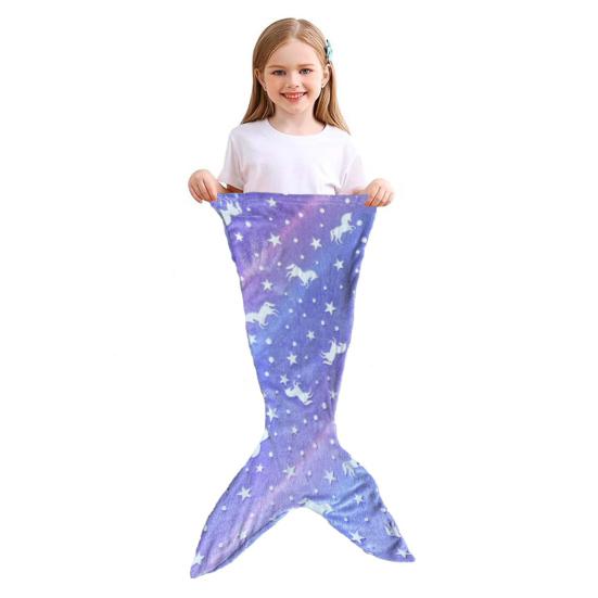 Одеяло «Хвост русалки», спальный мешок, мягкий фланелевый, светящийся в темноте, носимый спальный мешок, реквизит для фотосъемки, одеяло для домашнего детского сада