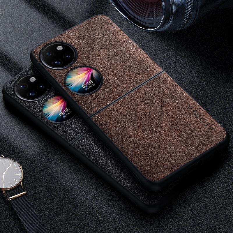 Премиальный роскошный кожаный чехол для телефона Huawei P60 P50 Pocket 5G Ретро-бизнес стиль Однотонный funda capa чехол