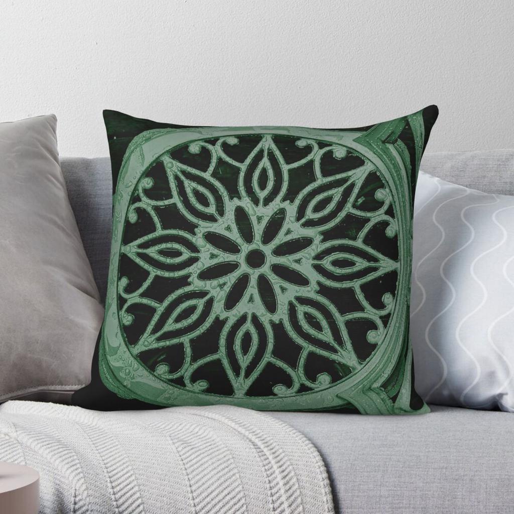 Sage On Dark Emerald Square Pillowcase Polyester Linen Velvet Printed Zip Decor Home Cushion Cover x