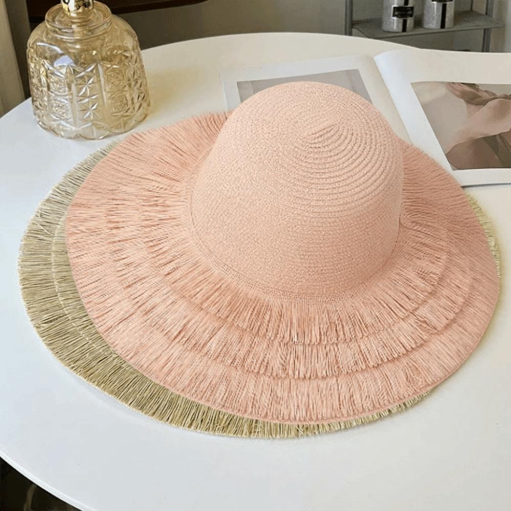 Foldable Straw Hat Wide Brim Fisherman Hat Women Fashion Sun Hat  For Beach Holiday Vacation