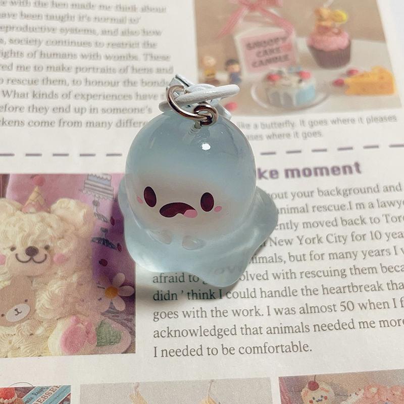 Halloween Jelly Ghost Keychain 3D Cartoon Glow-In-The-Dark Elf Pendant Holiday Gift