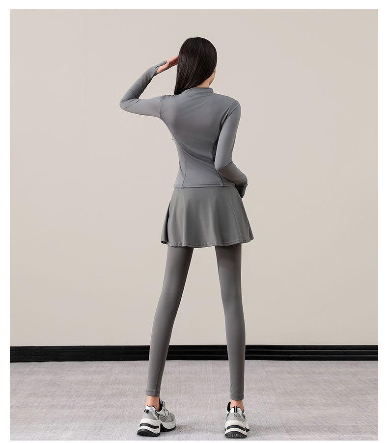 Женский костюм для йоги и пилатеса премиум-класса: Куртка, Юбка, Брюки для Осени/Зимы 2024 Фитнес и Бег