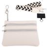 Wrist Strap Purse PU Multiple Compartments Wristlet Purse with Nylon Braided Strap Rice White Bag