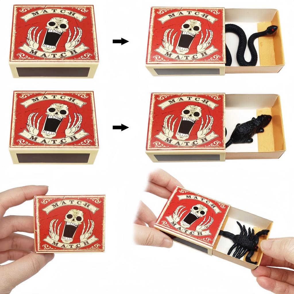 5/2pc Shocking Matchbox Simulated Snake Spider Model Soft Glue Bug For Halloween April Fool's Day Creative Funny Prank Bug Toy