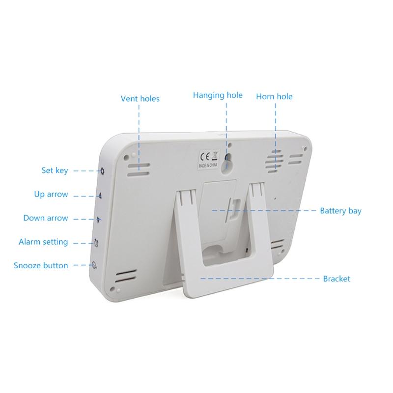 Alarm Clock Digital Wall Clocks with Date Week Indoor Temperature & Humidity Battery Operated Small Desk Clock