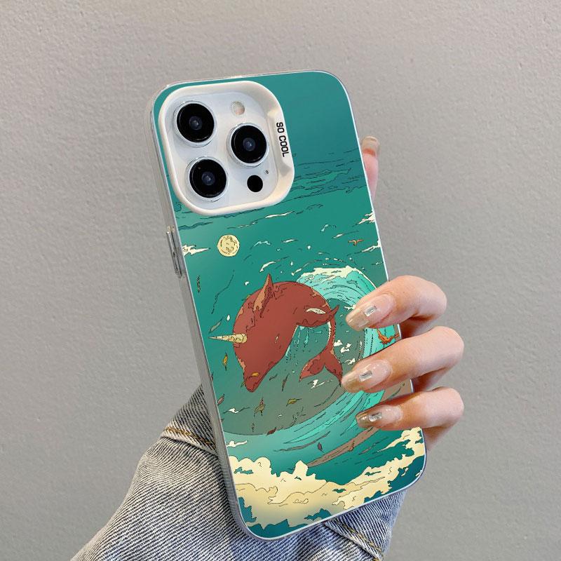 Аниме Небо Пейзаж Арт Картина Лазерный Чехол Для Телефона Для iPhone 12 13 Mini Pro Max 11 14 16 15 Pro Max Plus Ударопрочный Чехол Fundas