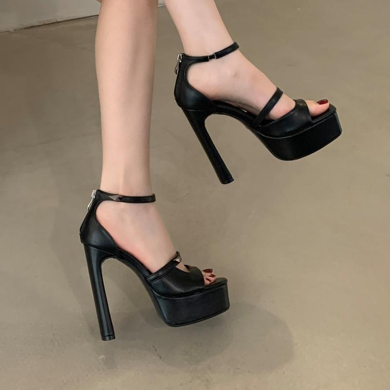 Летние сандалии женские на платформе с квадратным носком 13 см с молнией сзади для вечеринок и повседневных мероприятий