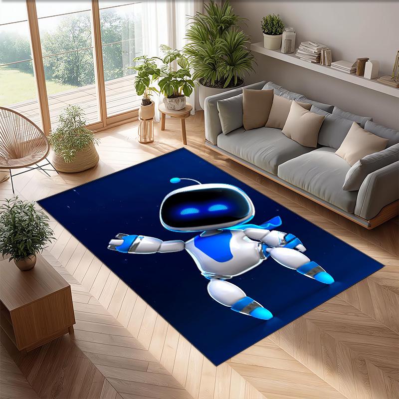Astro bot Printed Crystal Velvet Area Rug, Soft Anti-Slip Water Absorbent Floor Mat for Living Room Bedroom