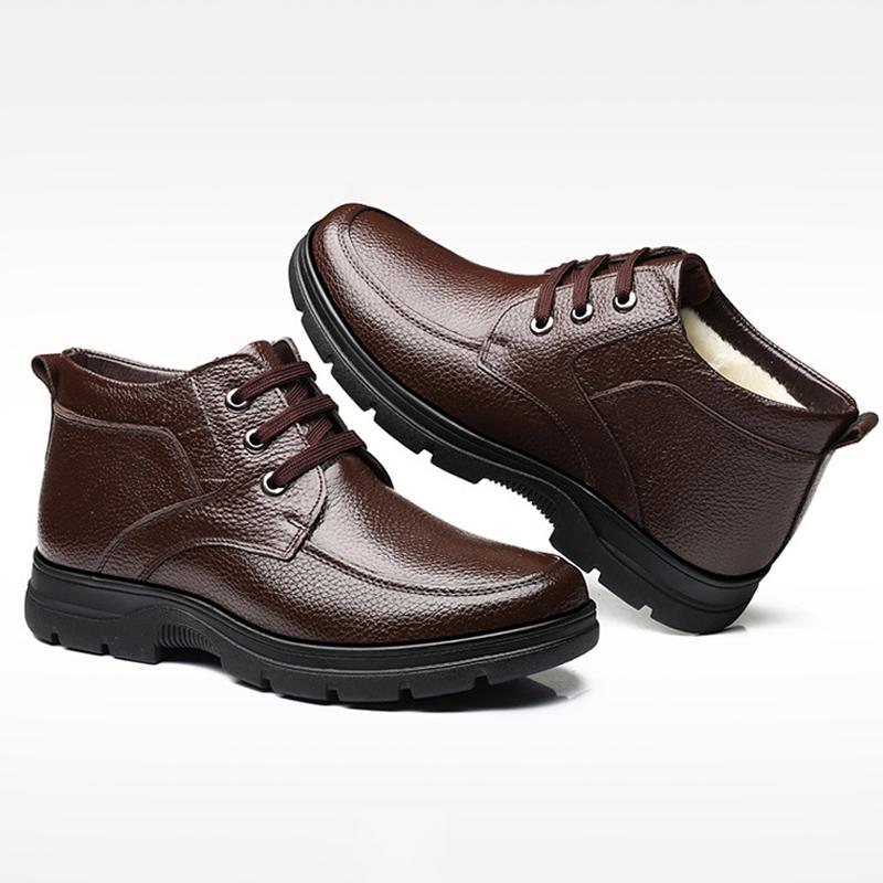 Зимняя обувь 2025 года - Теплые плюшевые мужские ботильоны до щиколотки -30 градусов Нескользящая повседневная мужская брендовая обувь Чисто черный