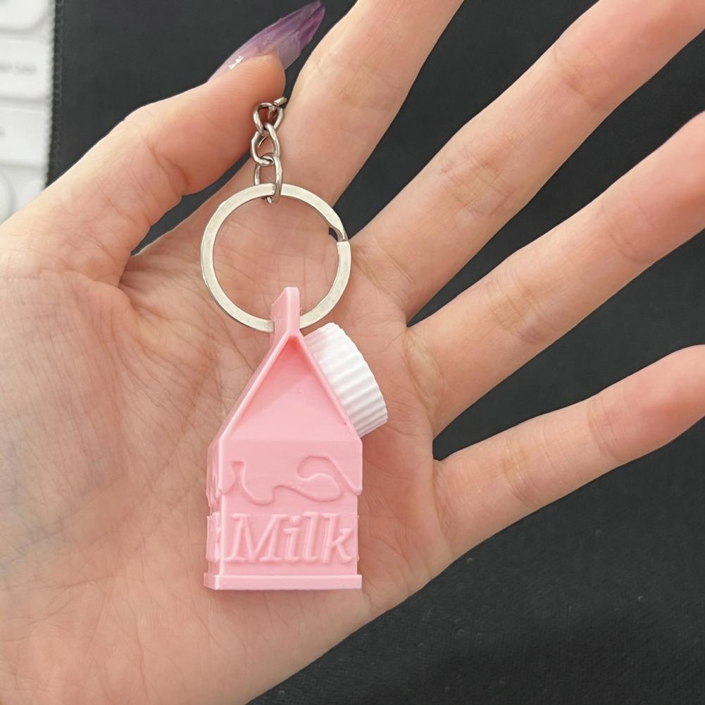 Humorous Medical Needs Keychain Mini Milk Carton Keychain Pendant for Pills Storage Portable Container for Backpack Handbag Cute