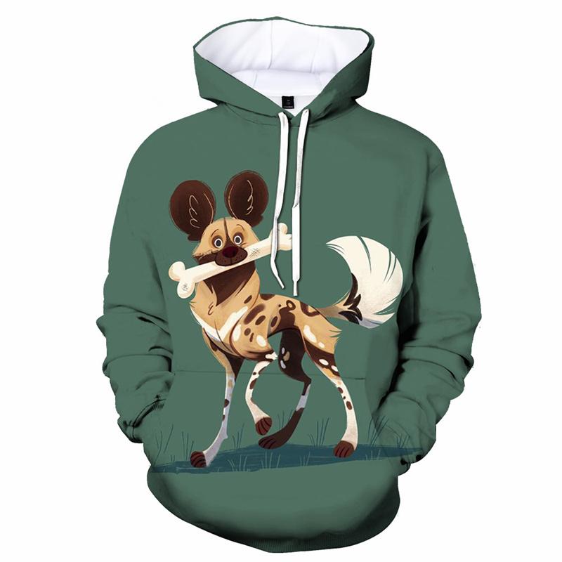 Толстовки с капюшоном с принтом «Гиена» в виде мультяшной гиены, повседневные, с изображением животных, для отдыха, женские толстовки с капюшоном, с длинным рукавом, детская и мужская одежда