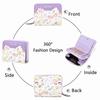 PU Leather Cat Floral Print Wallet Cartoon Coin Purse Cute Style Short Wallet  Daily Use