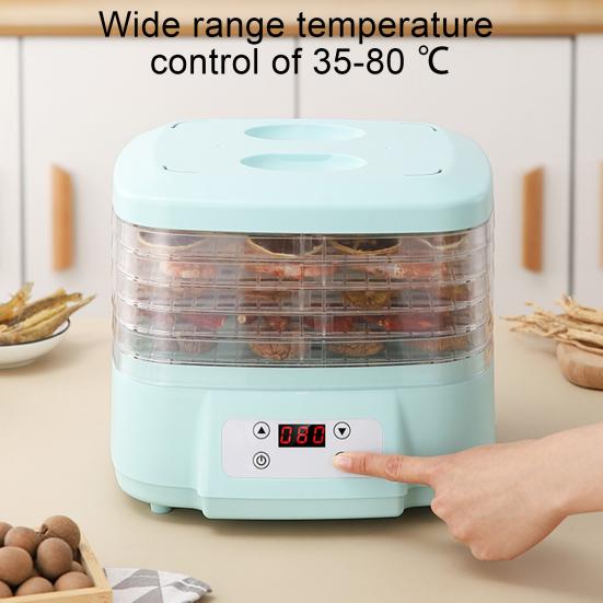 Машина для сушки продуктов с воздушным потоком 360 градусов, 6 лотками, 24-часовой таймер, бесшумная работа, контроль температуры, сушилка для фруктов, мяса и овощей