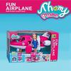 1Set Fashion Doll Airplane Accessories Dream Vehicle Trip Pilot Princess Doll Pink Playset Including Suitcase Puppy Pet