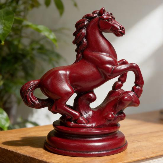 Feng Shui Horse Statue 2026 Year of The Horse Wooden Figurine for Prosperity Success Positive Energy Office Desk Decor Wealth Luck Zodiac Ornament