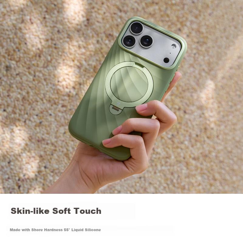 Torras QFlow Pivot Case Top Seller | Soft Liquid SiliconeCompatible with Apple iPhone 17 Pro Magnetic Charging Protective Case Apricot