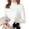Women's Autumn/Winter Ruffle Design Solid Color Velvet Turtleneck Base Layer Top