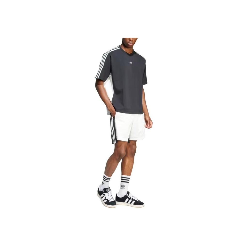 Adidas Originals SS25 Striped Casual Versatile Comfortable Short Sleeve T-Shirt Unisex Tops White Black KA3862