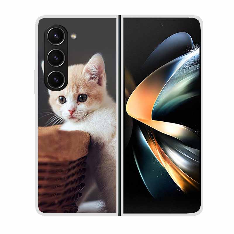 Для Samsung Galaxy Z Fold 2 3 4 5 Чехол для телефона Ударопрочный Жесткий Пластик Capa Милые Кошки Собаки Coque Защитный Прозрачный Прозрачный Capa