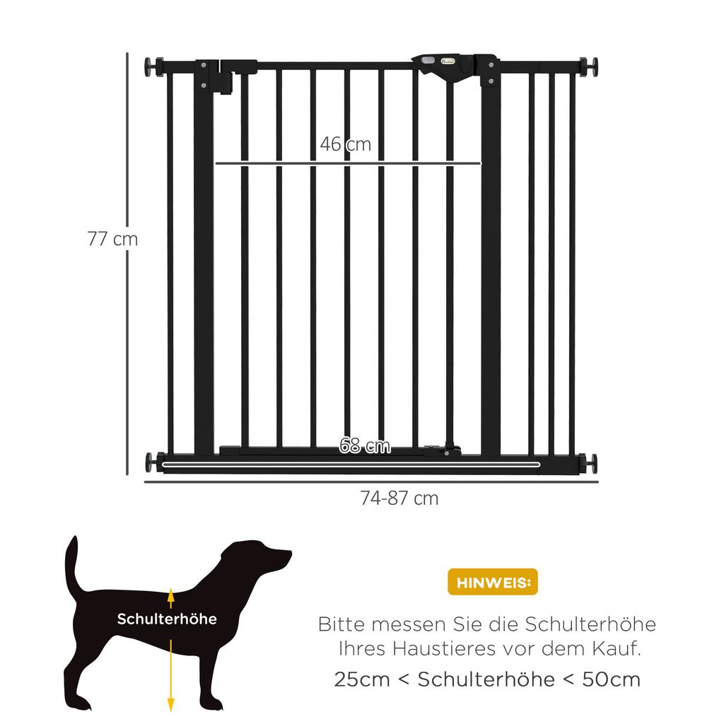 Adjustable Safety Gate w/ One Extensions, Four Adjustable Screws, Black