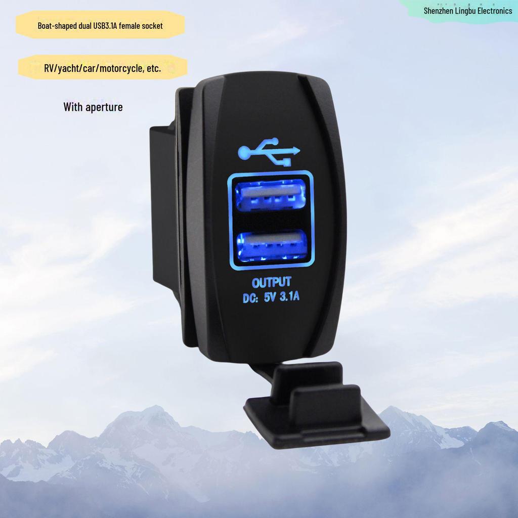 Waterproof Dual USB Car Charger with LED Indicator for 12-24V Car