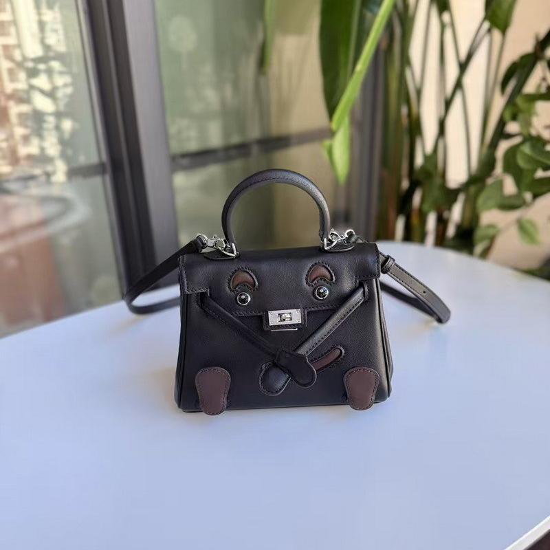 New Genuine Leather Women's Bag Head Layer Leather SWIFT Leather 2025cm Bear Style Women's Bag Cross Border