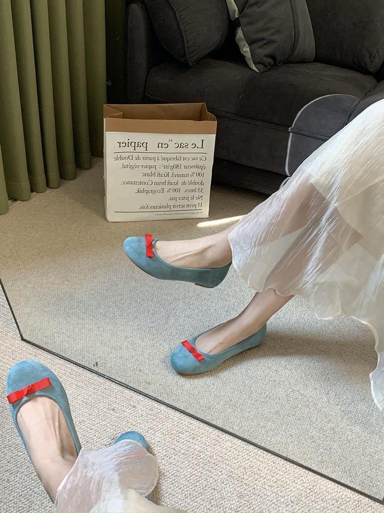 French Bow Ballet Shoes Fairy Style Versatile Flat Shoes Round Head Gentle Evening Summer New