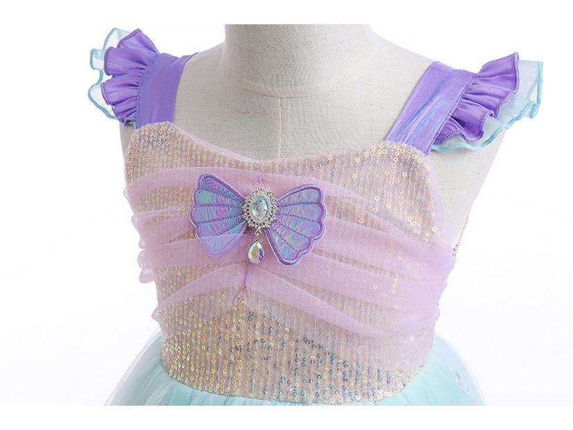 Платье принцессы-русалки с пайетками для маленькой девочки: Модная вышитая сетка для летних дней рождения