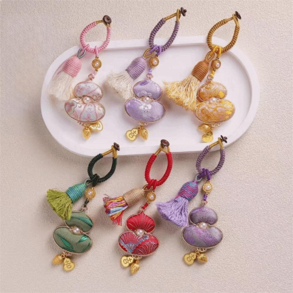 Handmade Woven Tassel Bag Pendant Blessing Gourd Key-chain Hanging Ornaments Couple