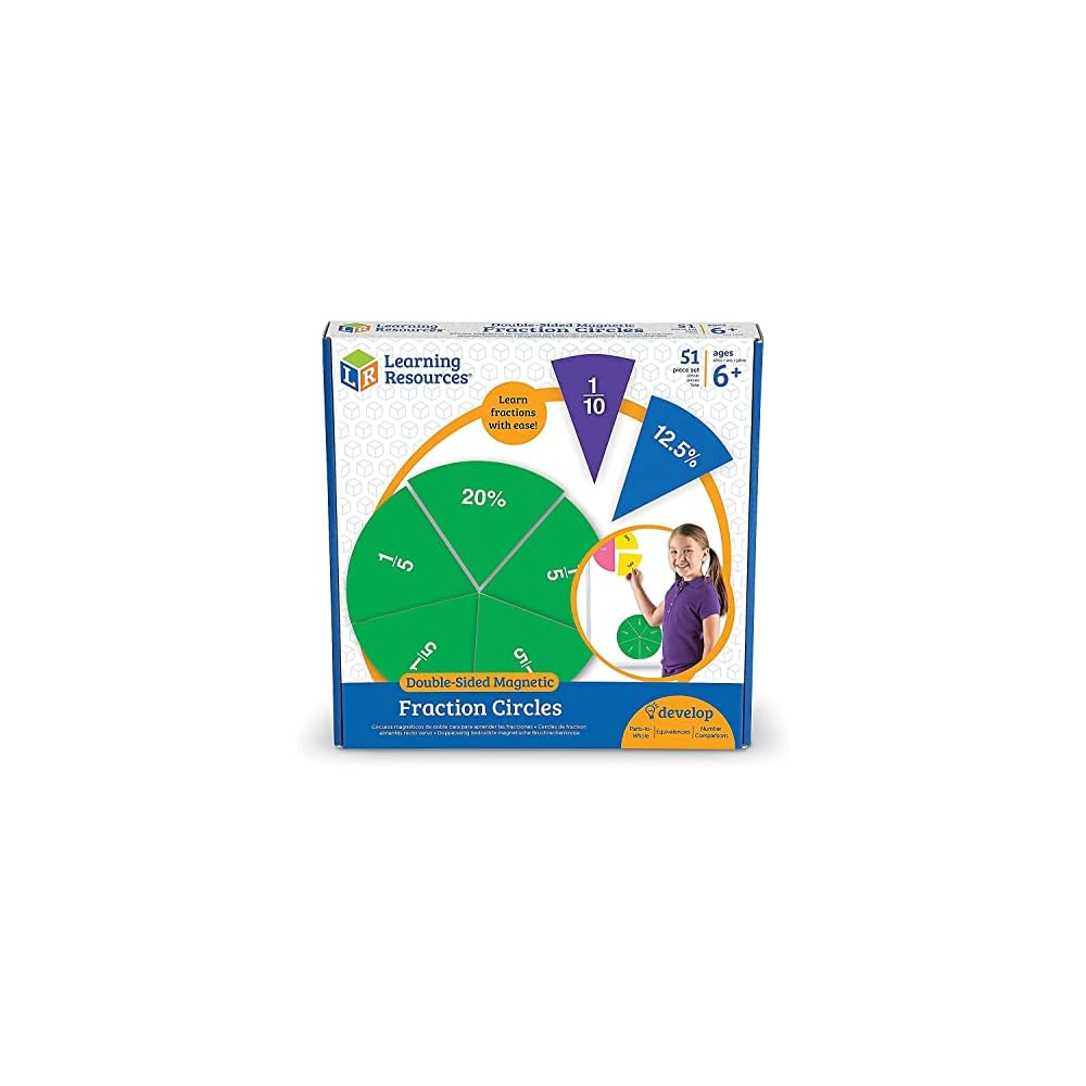 Learning Resources Double-Sided Magnetic Fraction Circles Math Learning Tool LER 1616