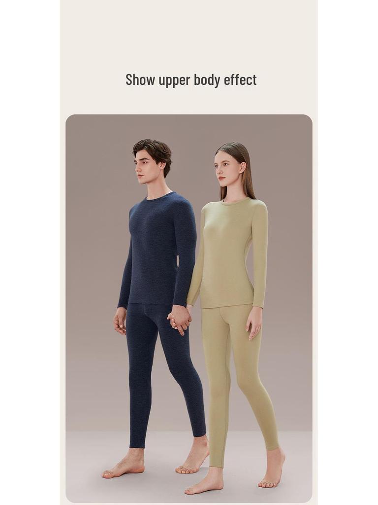 Термобелье из немецкого кашемира и шелка: Унисекс бесшовный комплект с круглым вырезом для осени и зимы