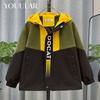 Spring Autumn Jacket for Boy Fashion Patchwork Windbreaker Casual Hooded Coat Children's Clothing