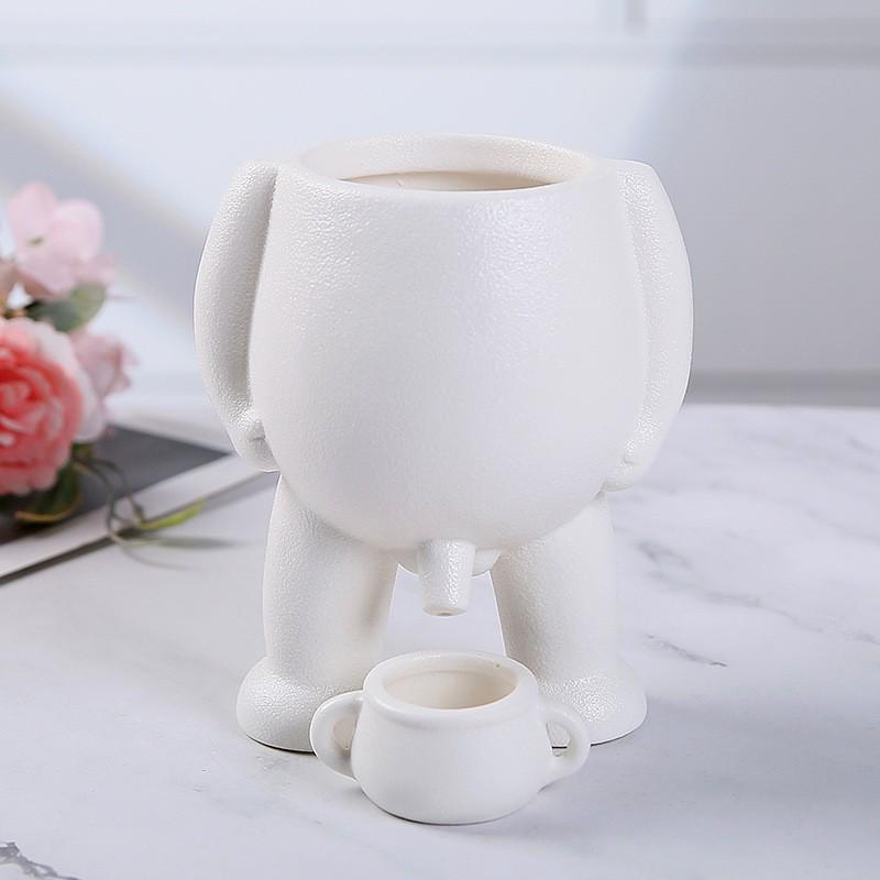 Creative Human Body Vase Ceramic Succulent Pot for Living Room Decor – Small Green Plant Ornament